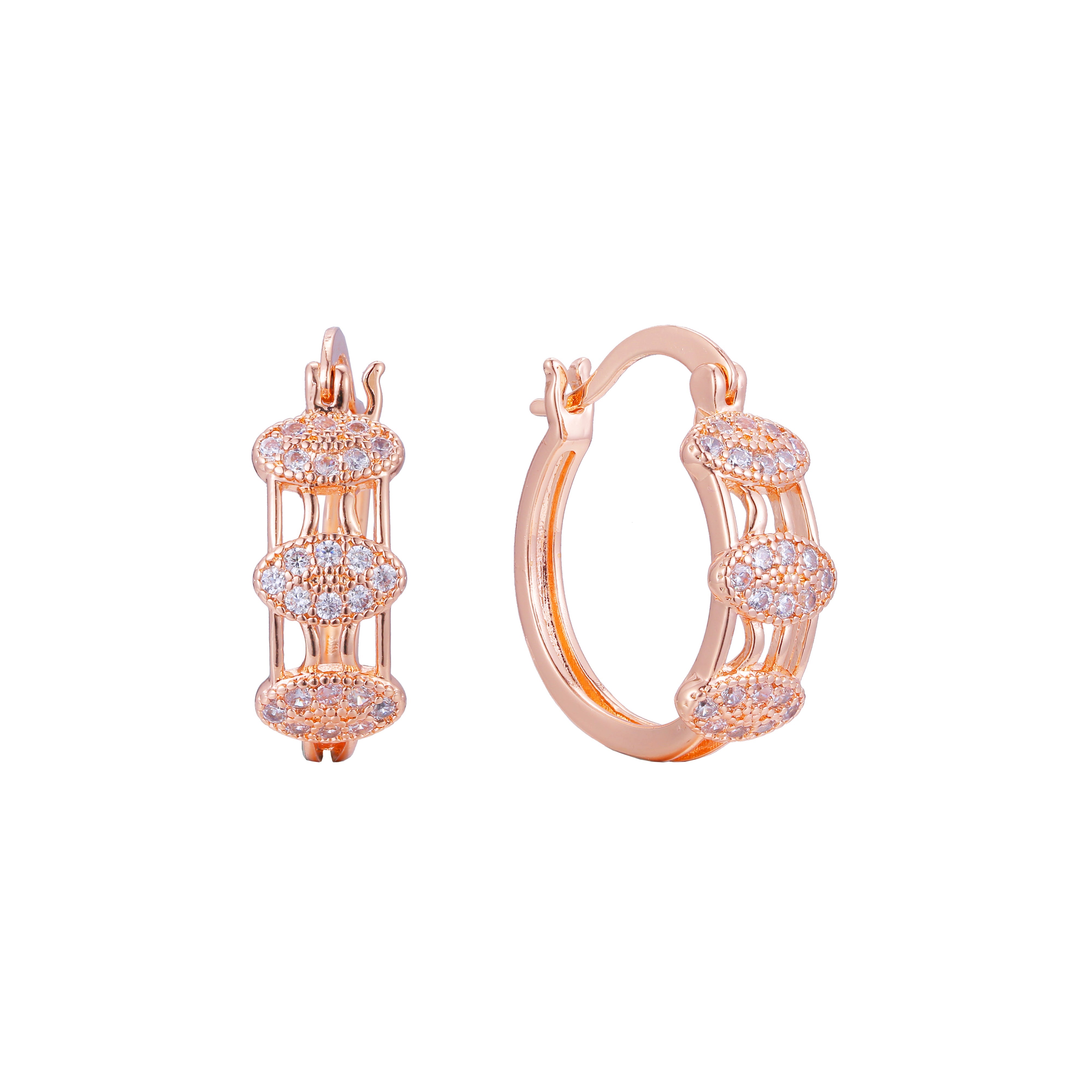 Aretes de aro en Oro de 14K, baño de Oro Rosa colores