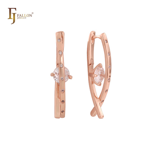 Pendientes Solitario Oro 14K CZs blancas