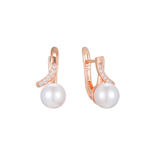 Pearl earrings in 14K Gold, Rose Gold plating colors