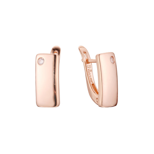 Solitaire earrings in 14K Gold, Rose Gold plating colors