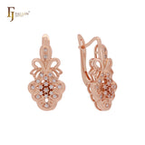 Pineapple cluster white CZs 14K GOld, Rose Gold, White Gold earrings