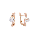 Aretes flor solitaria en Oro 14K, Oro Rosa, baño de dos tonos