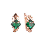 Solitaire squared colorful CZ Rose Gold earrings