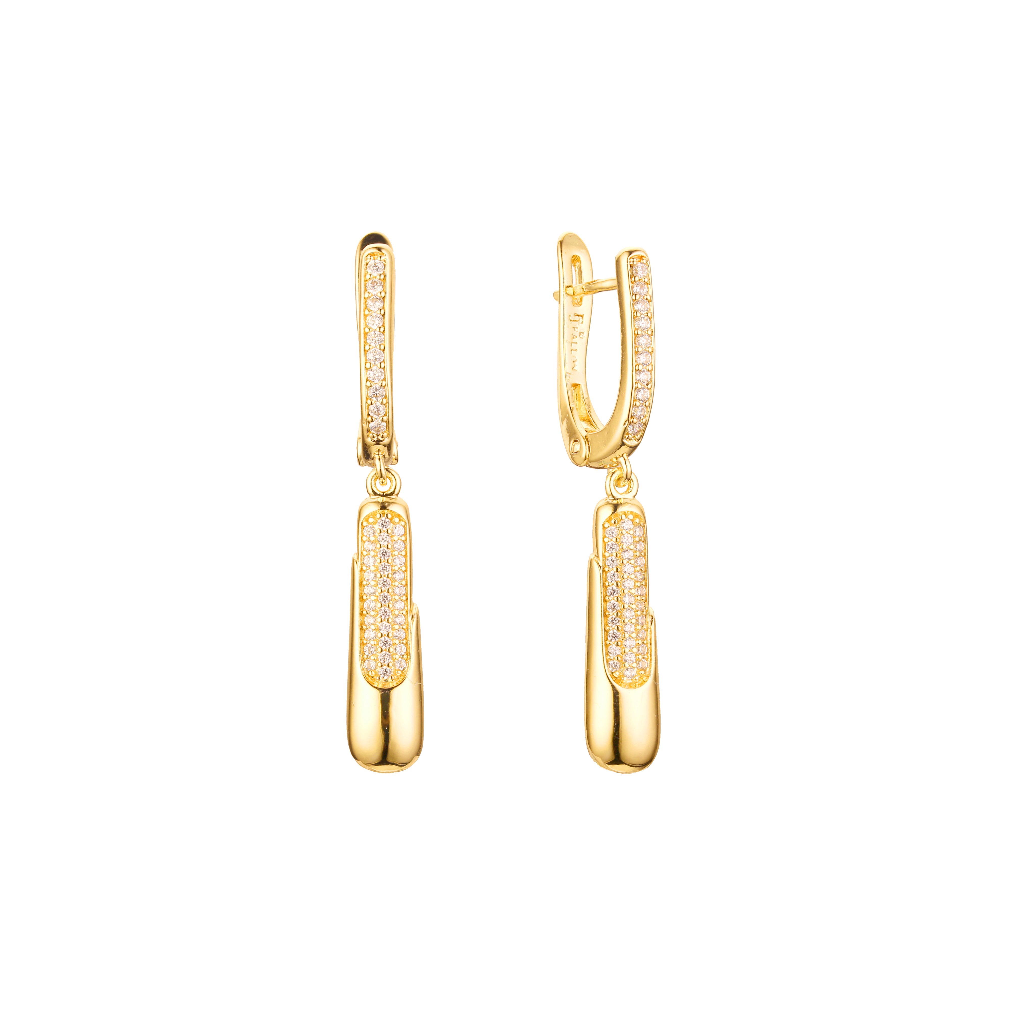 Cluster cz drop 14K Gold, 18K Gold, Rose Gold earrings