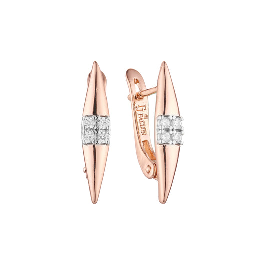 Cluster earrings in 14K Gold, Rose Gold, two tone plating colors