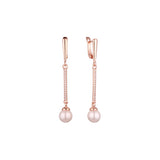 Aretes colgantes de perla alta en Oro 14K, oro rosa, baño de dos tonos