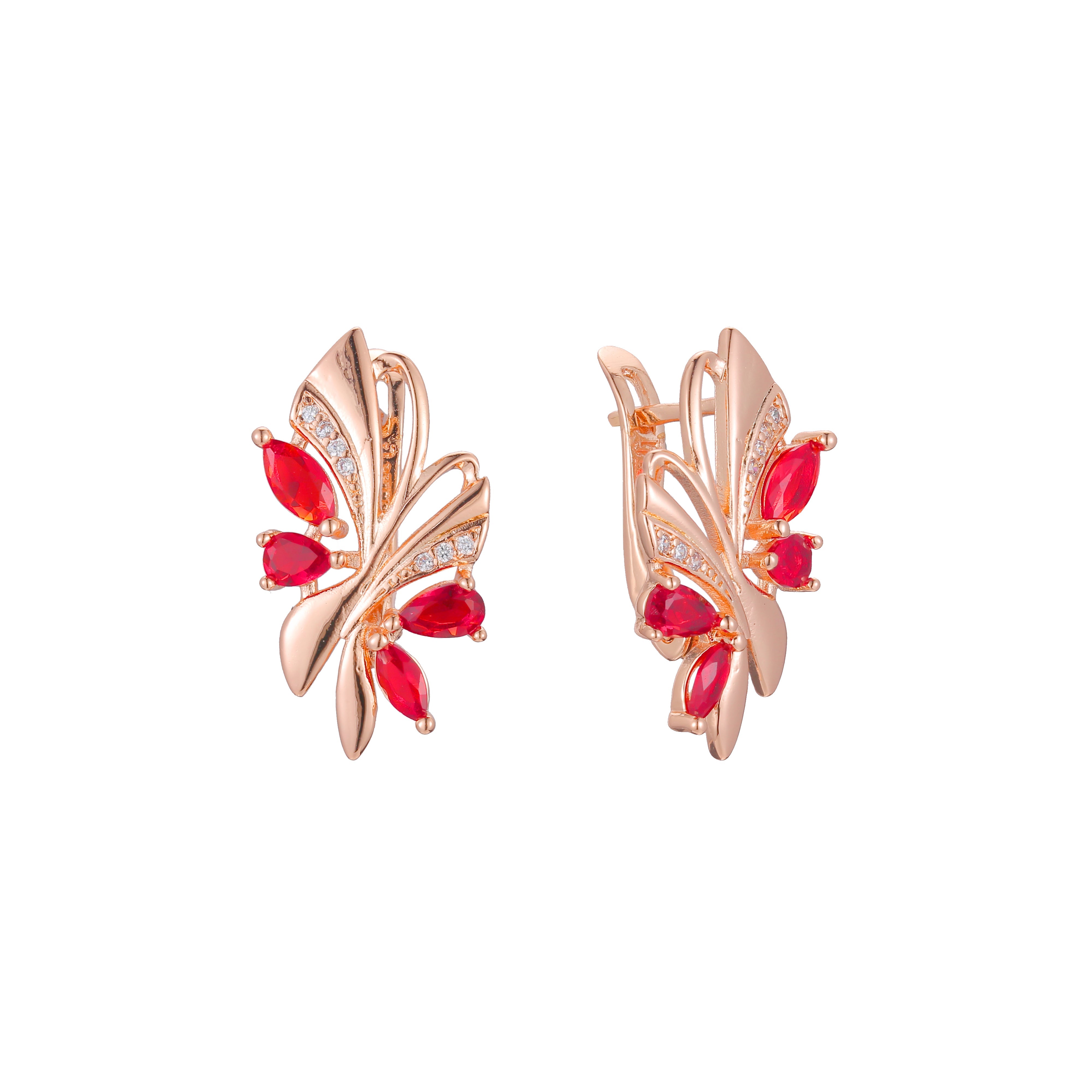 Brincos Cluster em ouro 14K, ouro rosa, duas cores de revestimento