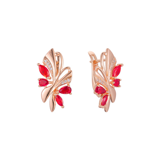 Brincos Cluster em ouro 14K, ouro rosa, duas cores de revestimento