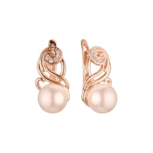 Pendientes de perlas de oro rosa