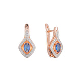 Halo solitaire earrings in 14K Gold, Rose Gold, two tone plating colors