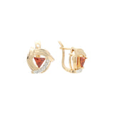 Solitaire triangular earrings in Rose Gold, two tone plating colors