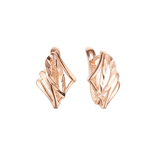 Leaves earrings in Rose Gold, two tone plating colors