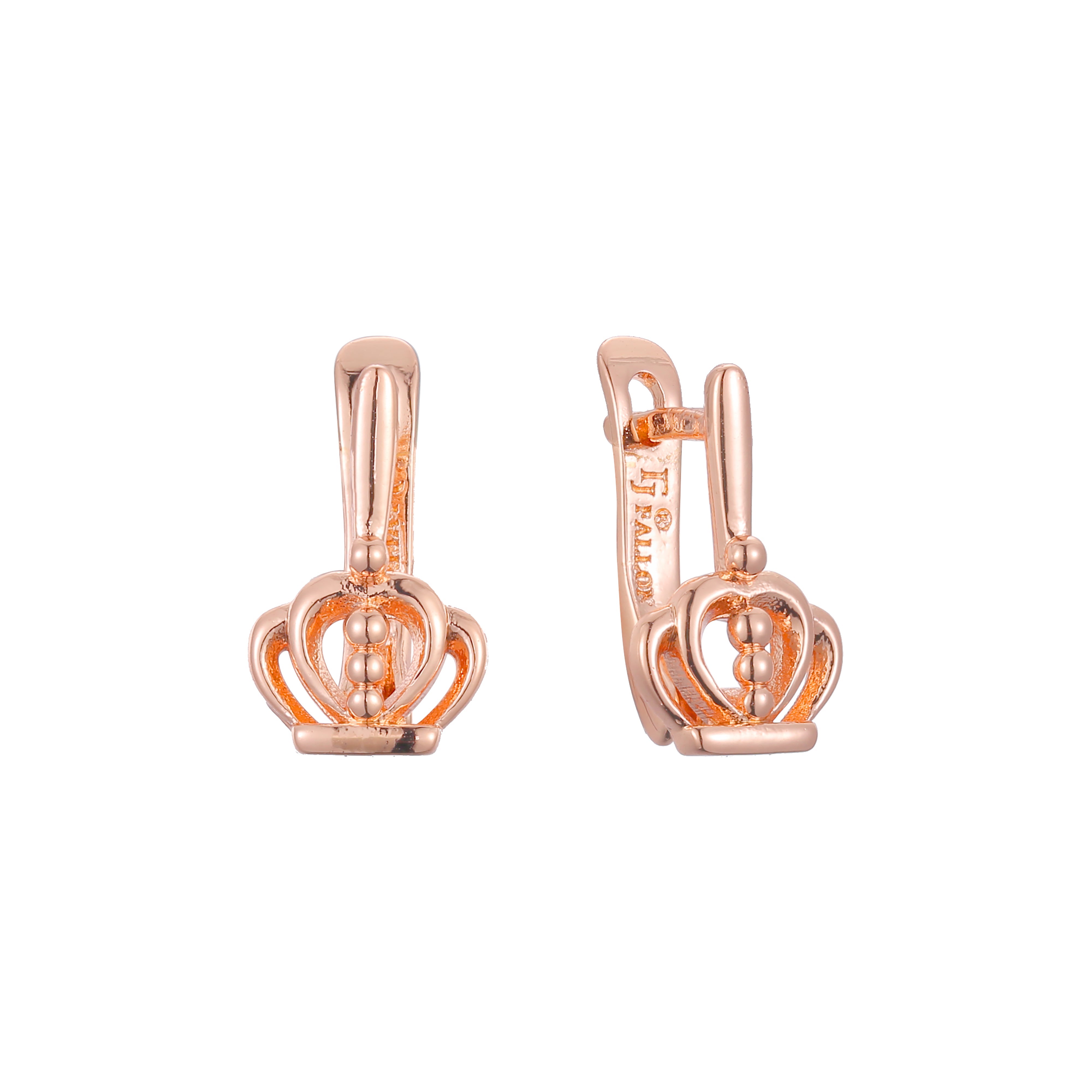 Aretes corona niño en Oro 14K, Oro Rosa, baño en dos colores