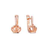 Aretes corona niño en Oro 14K, Oro Rosa, baño en dos colores