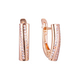 Brincos em ouro 14K, ouro rosa, duas cores de revestimento