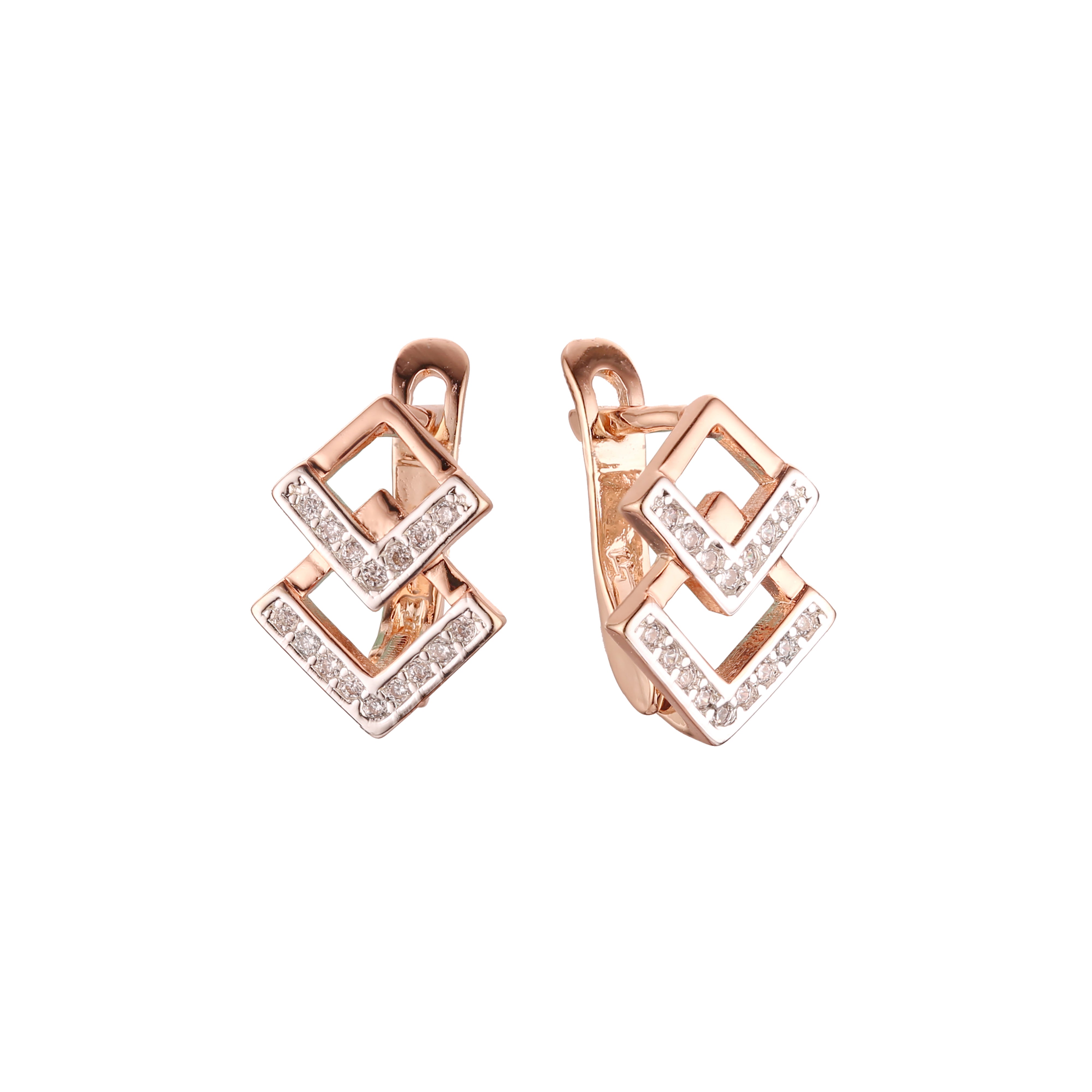 Earrings in Rose Gold, two tone plating colors