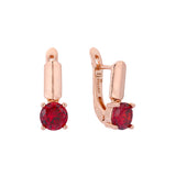 Solitaire round earrings in 14K Gold, Rose Gold plating colors