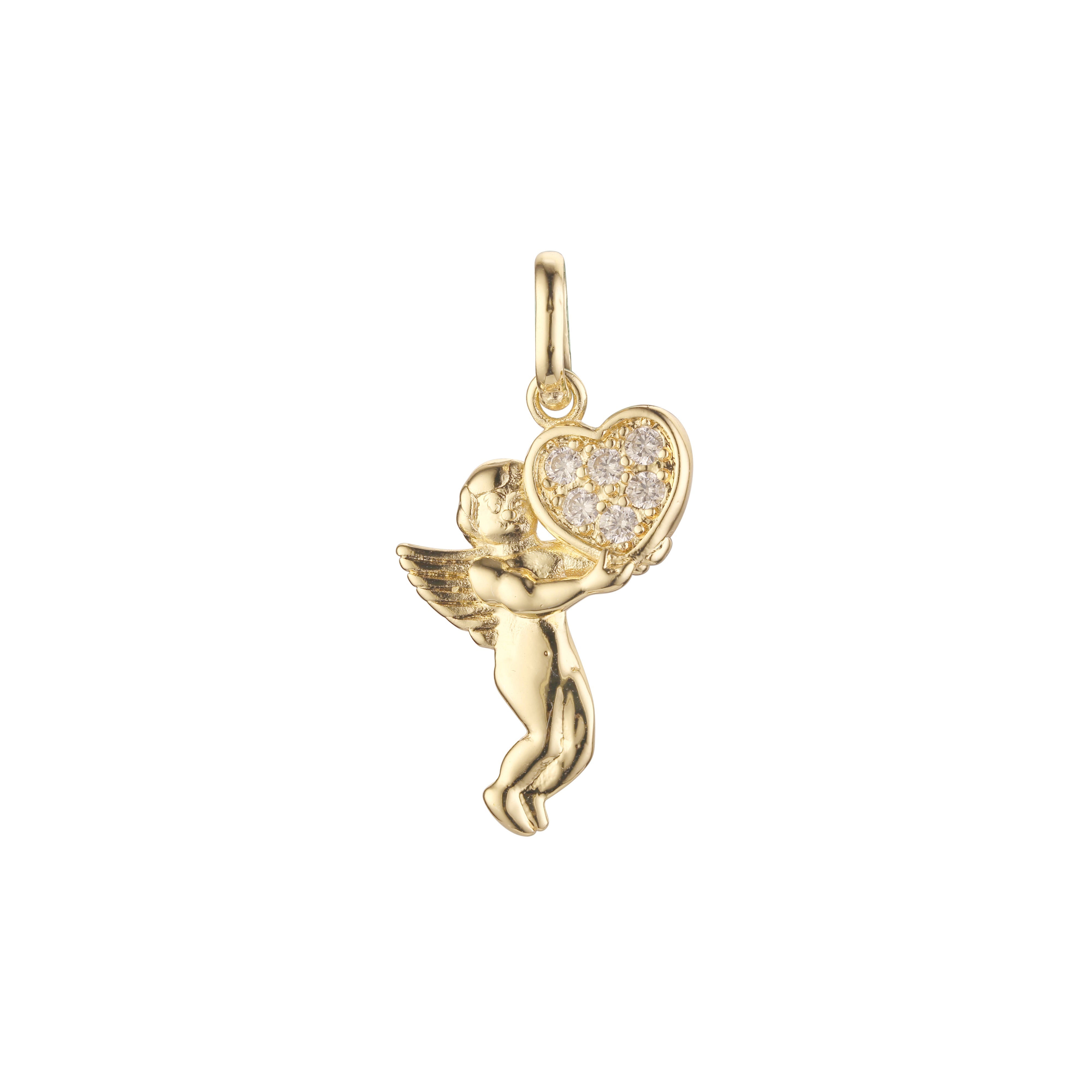 Colgante Ángel Cupido en Oro Rosa, baño de Oro 14K colores