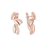 Aretes de racimo de hojas en Oro 14K, oro rosa, baño de dos tonos