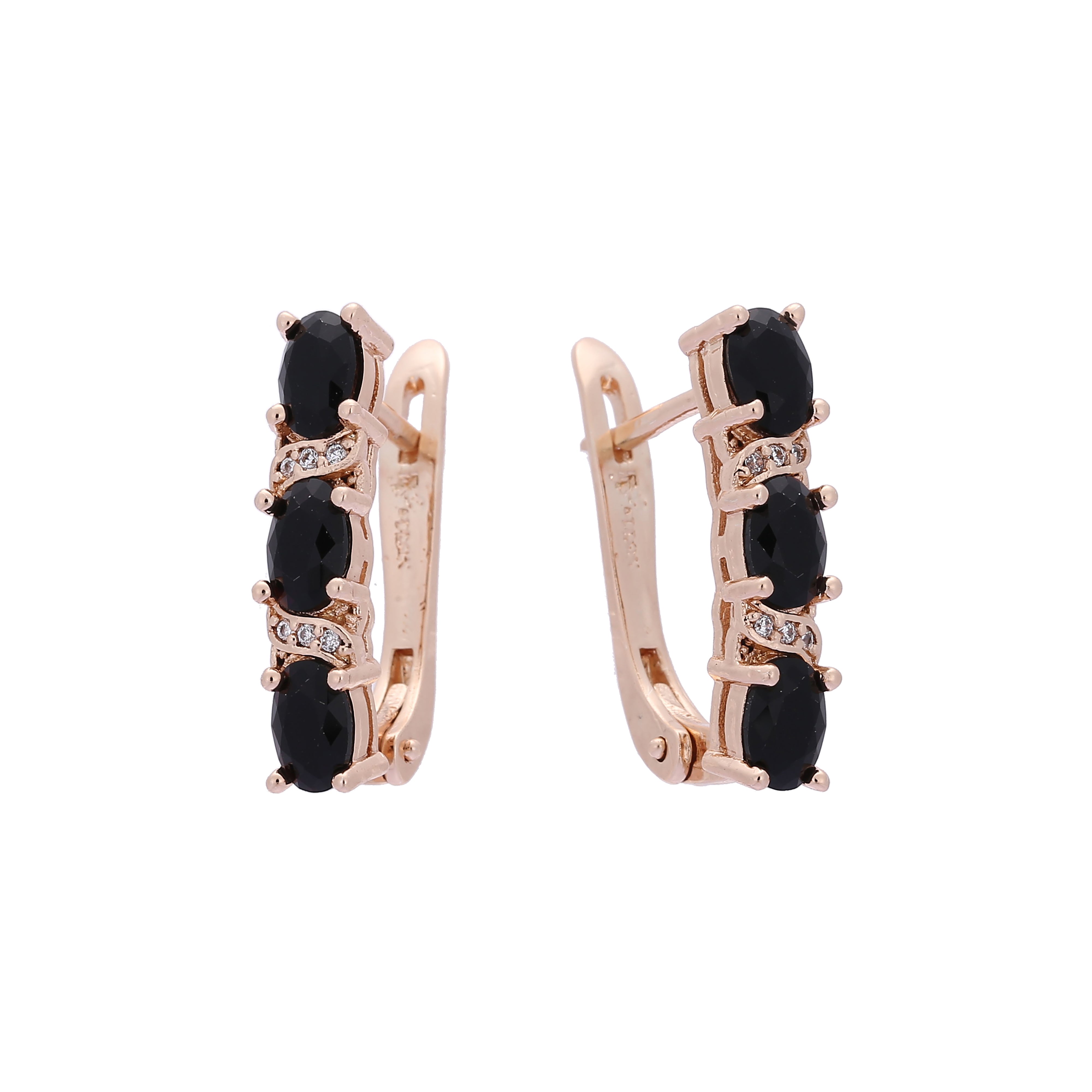 Rose Gold three stones earrings