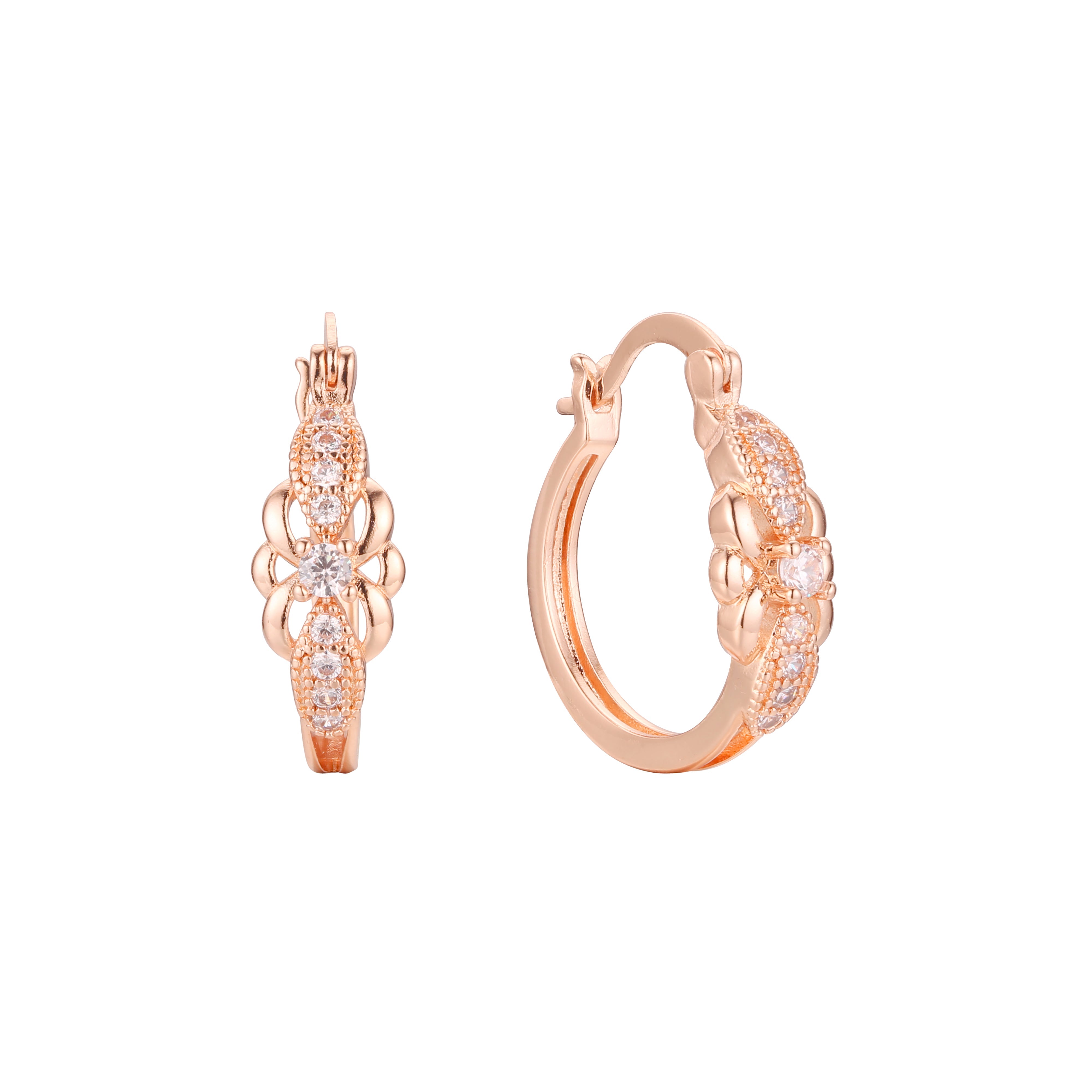 Brincos de argola em ouro 14K, cores banhadas a ouro rosa