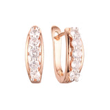 Five rounded colorful CZs Rose Gold two tone earrings