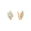 Cluster colorful CZs with leaves Rose Gold earrings