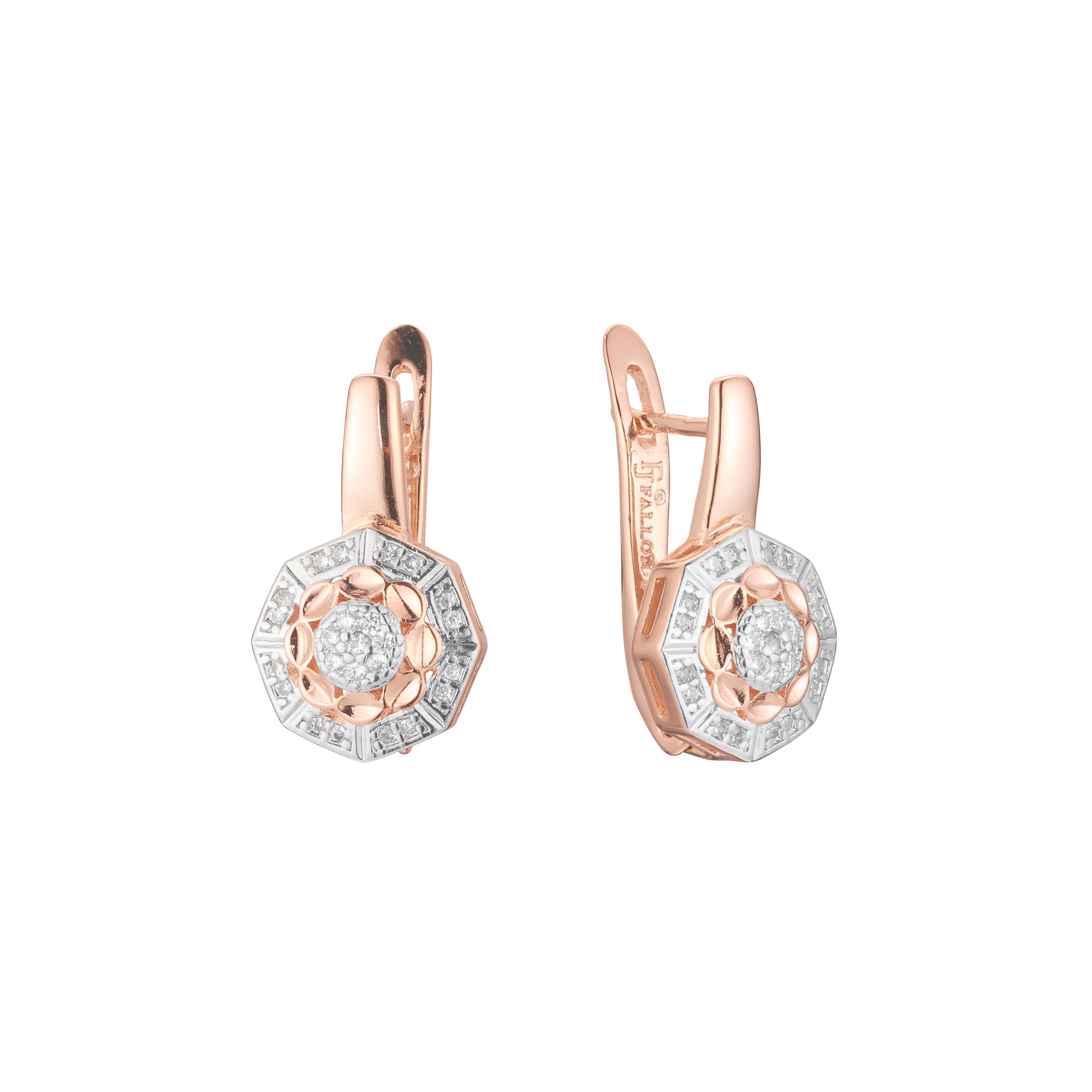 Aretes en Oro 14K, Oro Rosa, baño en dos tonos