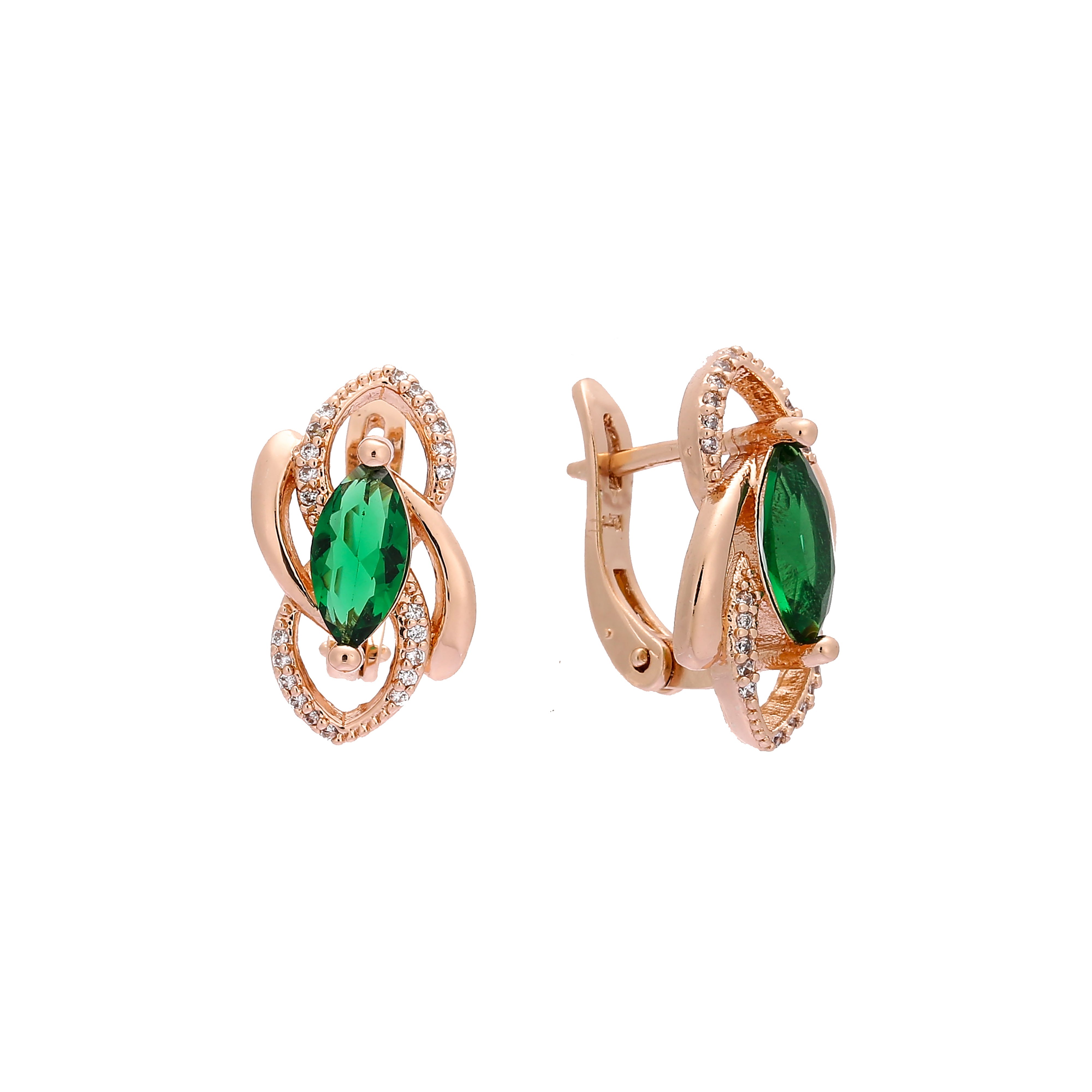 Marquise solitaire earrings in Rose Gold, two tone plating colors