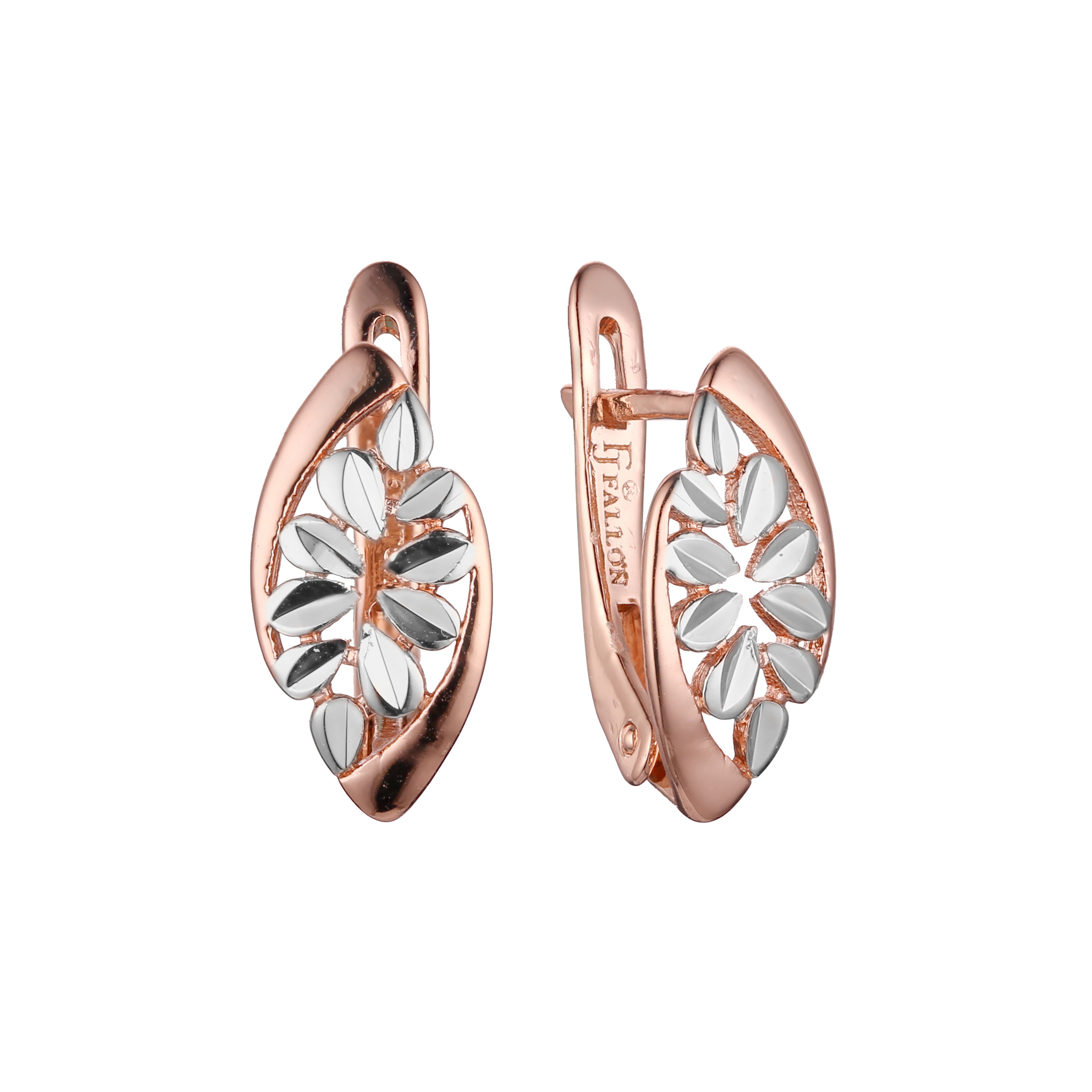 Aretes en Oro 14K, Oro Rosa, baño en dos tonos