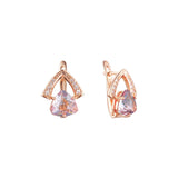 Solitaire big stone earrings in Rose Gold, two tone plating colors