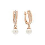 Pearl earrings in 14K Gold, Rose Gold two tone plating colors