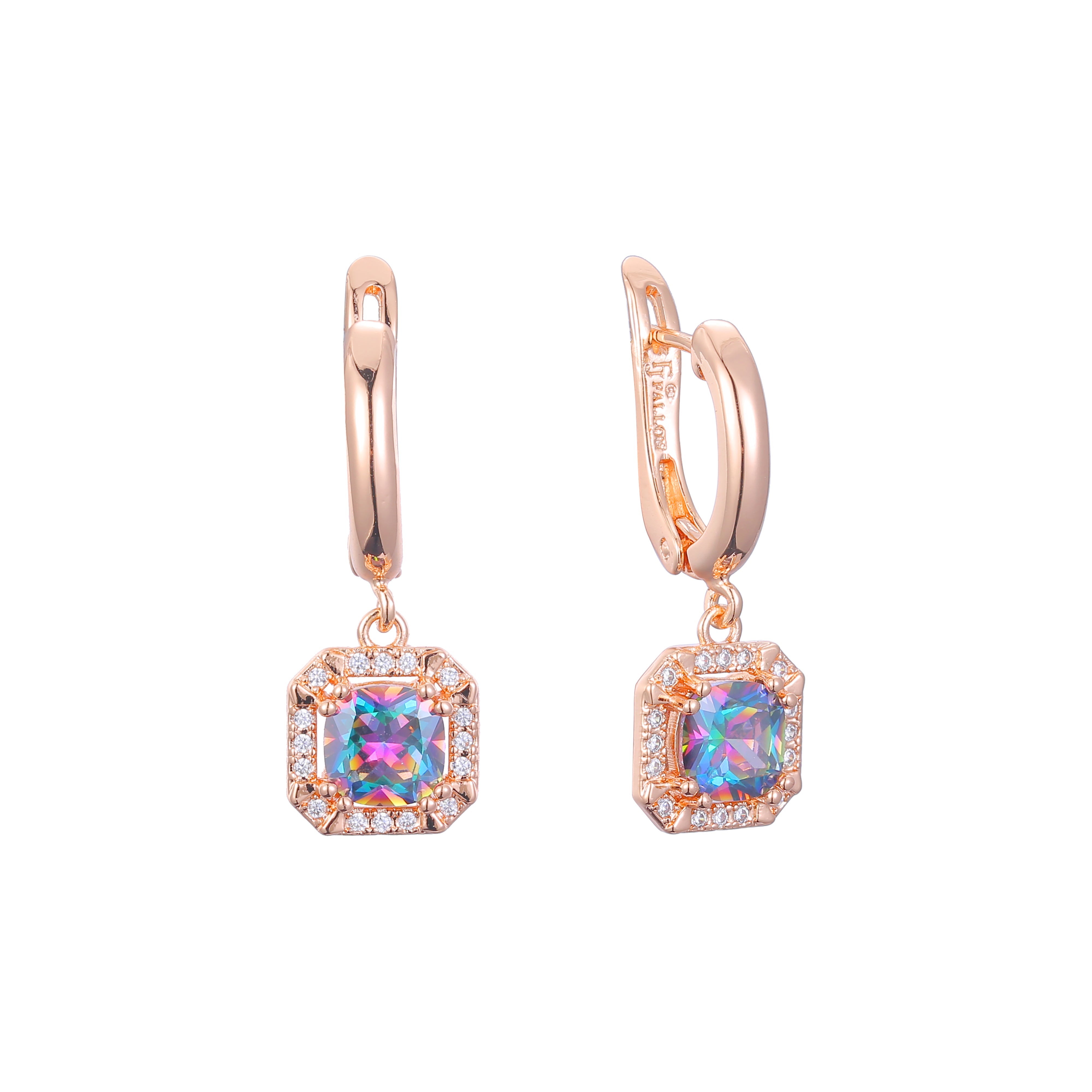 Aretes en Oro 14K, Oro Rosa, baño en dos tonos