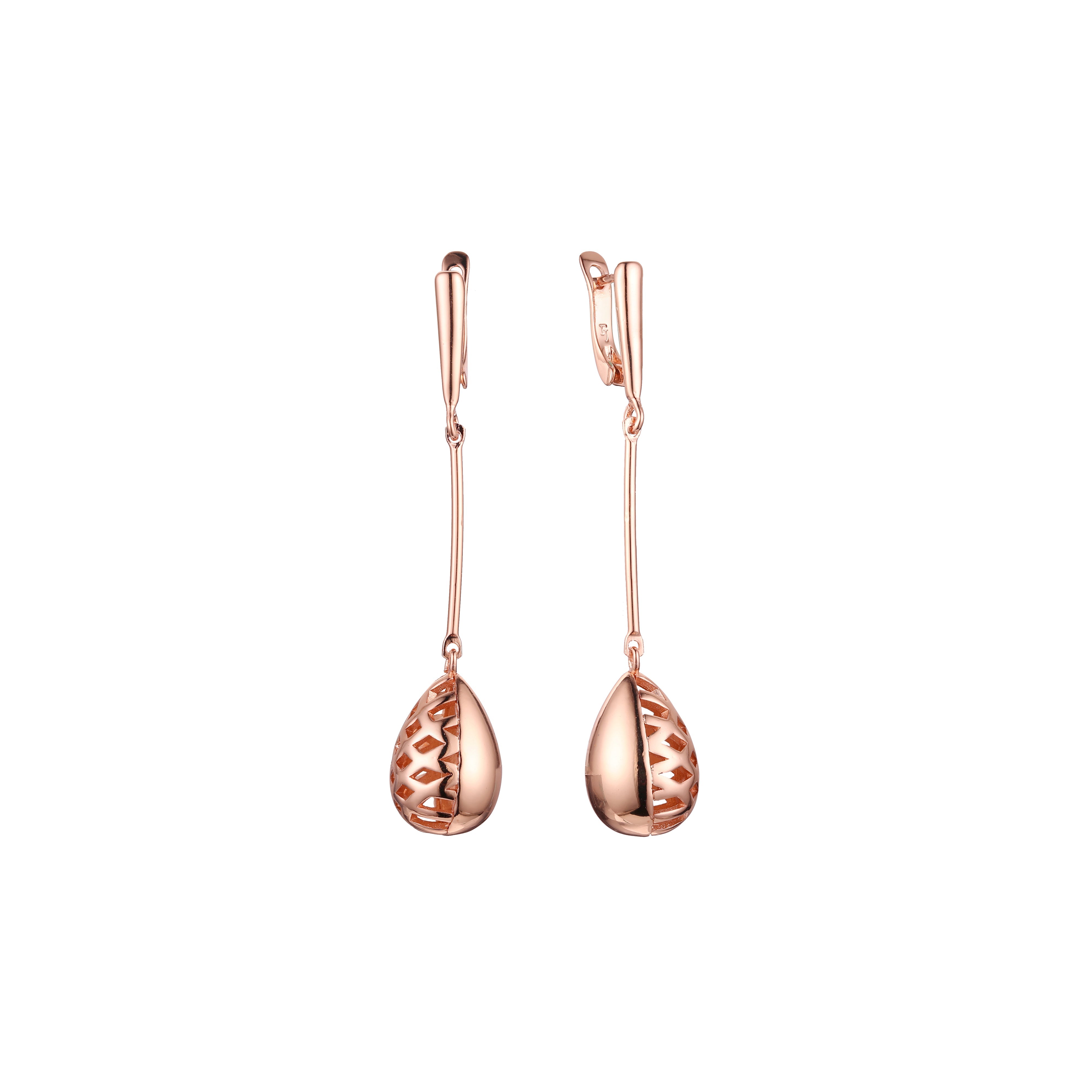 Aretes colgantes en Oro de 14K, baño de Oro Rosa colores