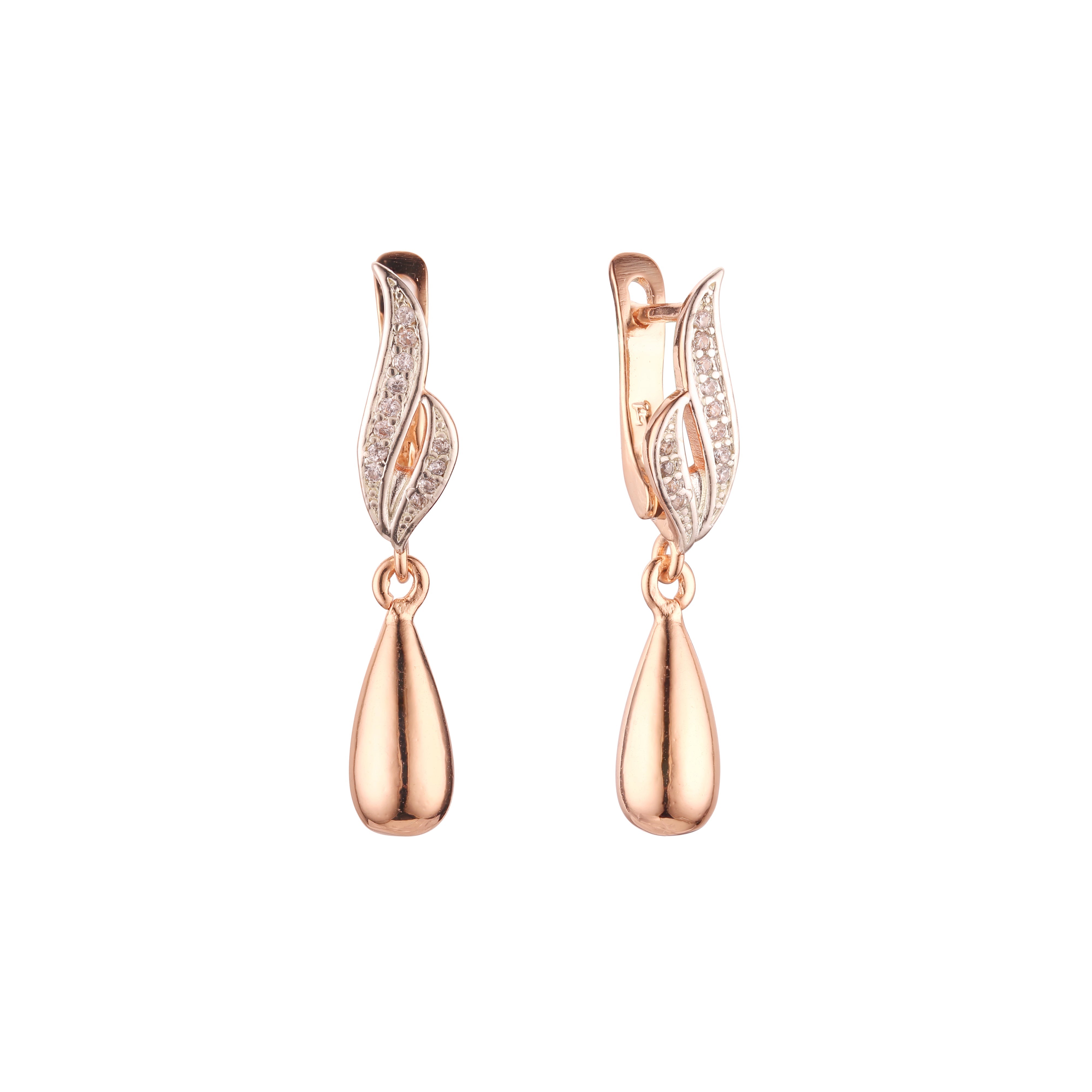 Pendientes de dos tonos de oro rosa