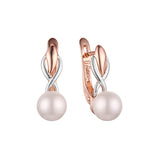 Aretes de perlas en Oro 14K, Oro Rosa, baño en dos colores