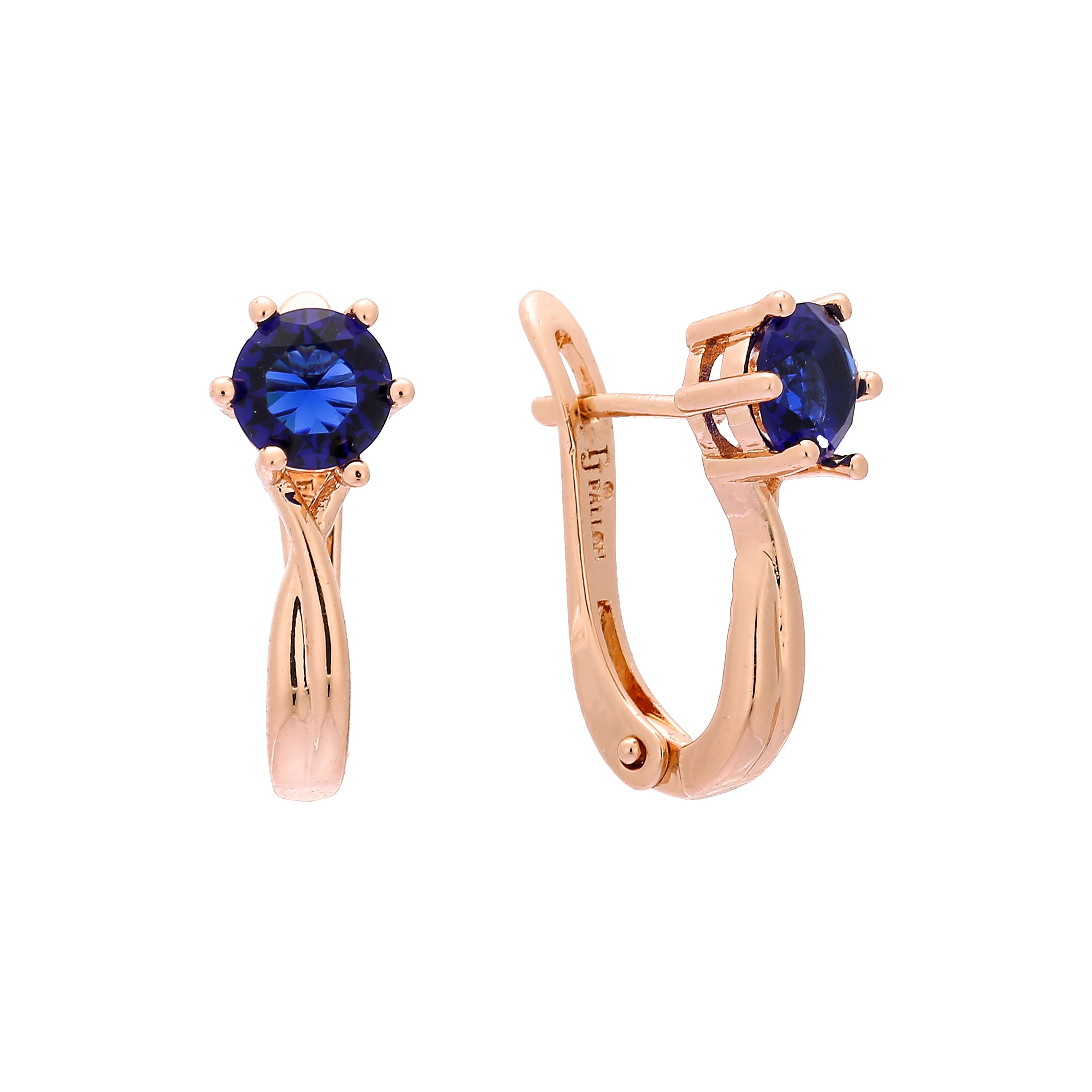 Solitaire flower colorful CZ Rose Gold earrings