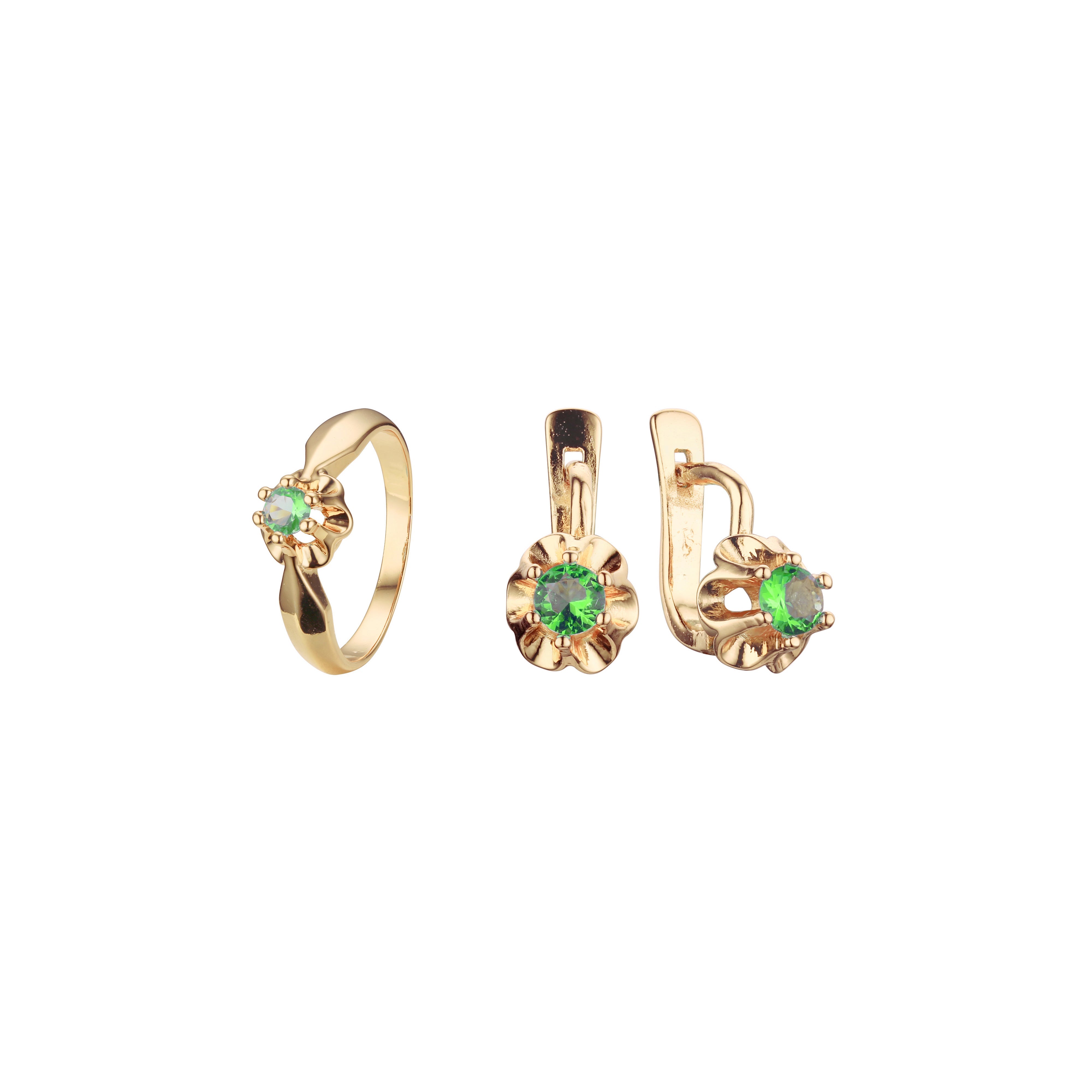 Solitaire flower set with rings in 14K Gold, Rose Gold plating colors