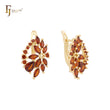 Red Czs cluster flower 14K Gold, Rose Gold, White Gold earrings