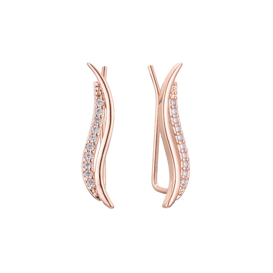 Pendientes de oruga de diseño fino en Oro 14K, colores con baño de oro rosa