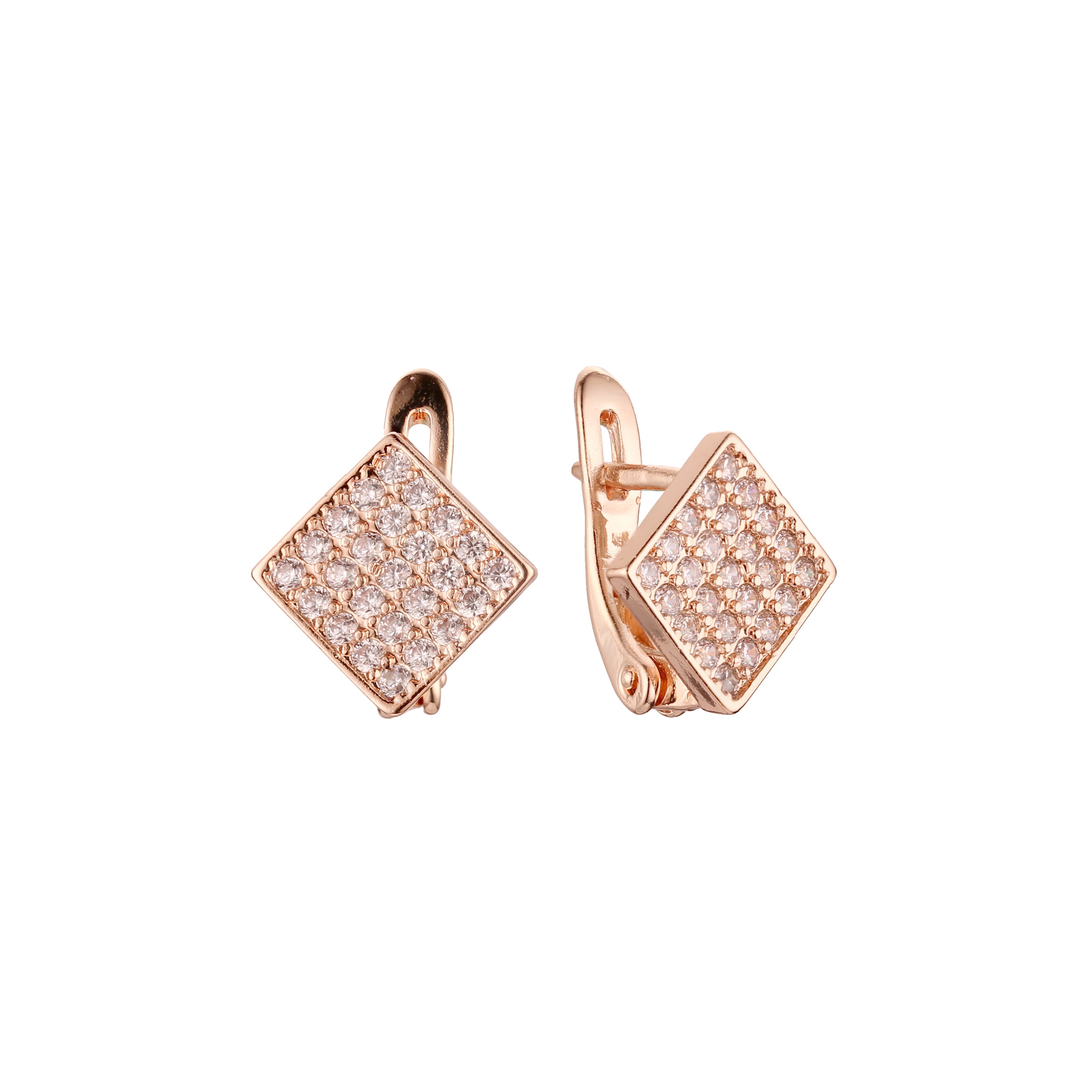 Aretes de racimo de rombos en colores de baño de oro de 14K, oro blanco, oro rosa