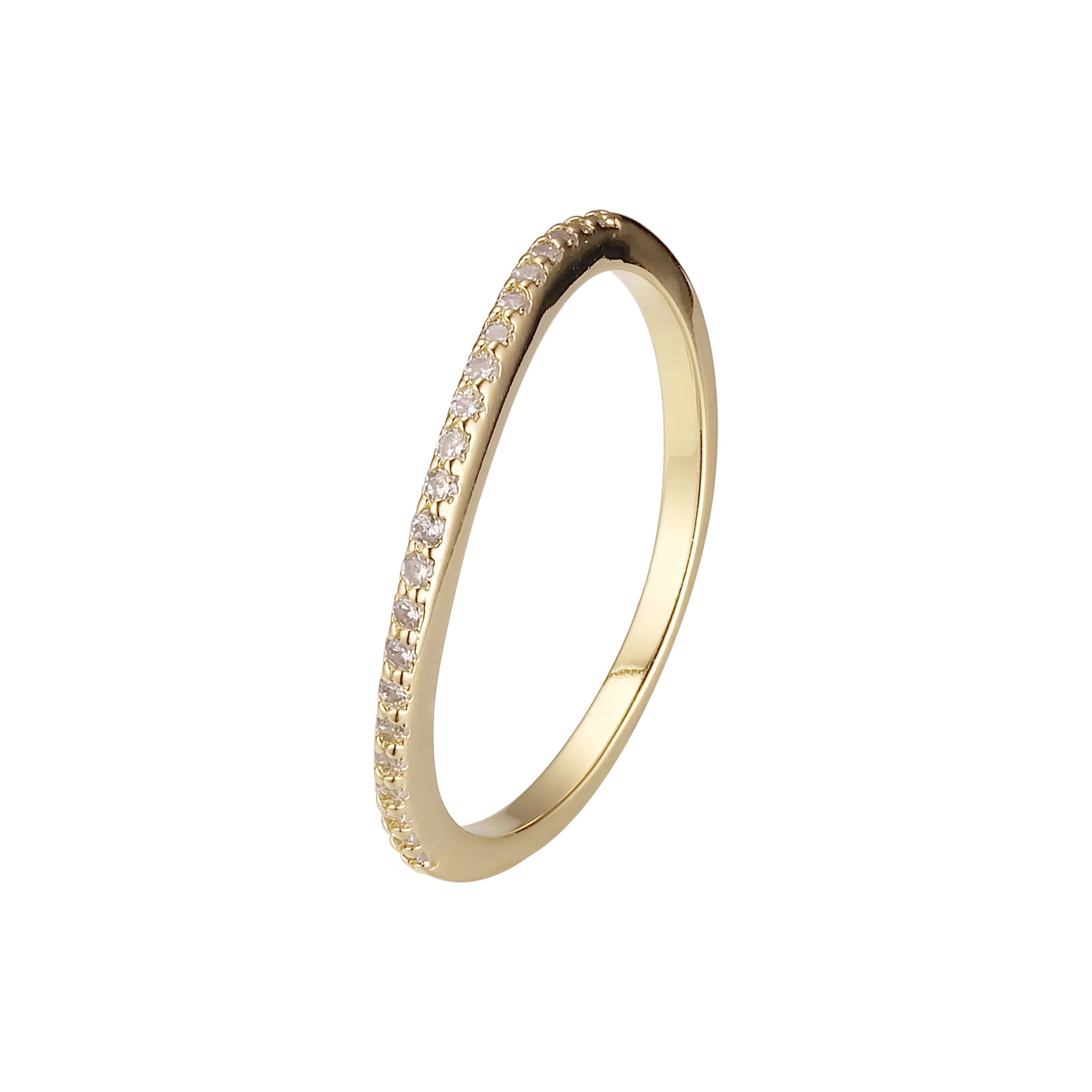 Wedding band paved white cz 14K Gold rings