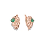 Aretes de racimo de hojas en Oro 14K, oro rosa, baño de dos tonos