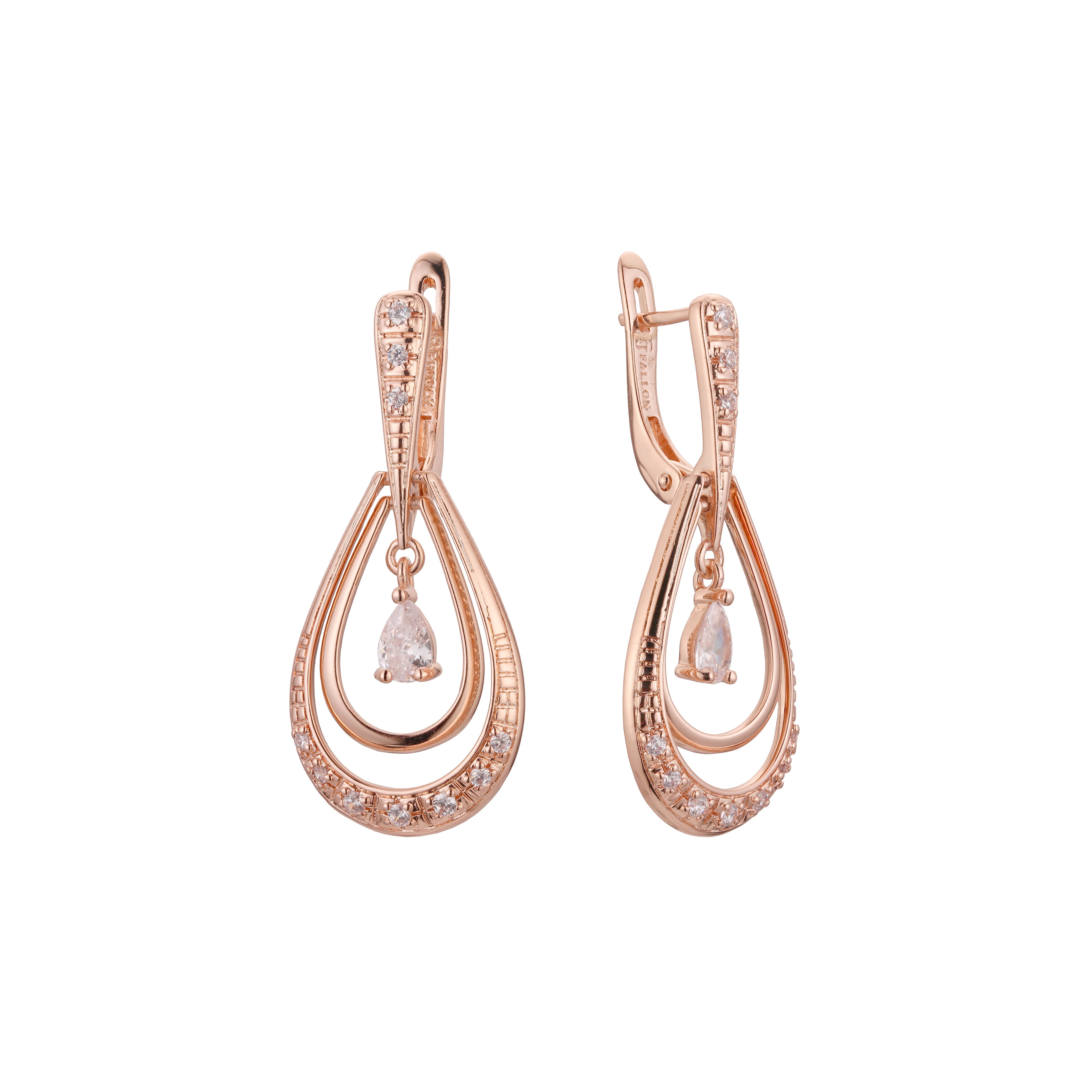 Aretes de racimo en Oro de 14K, Oro Rosa, baño de dos colores