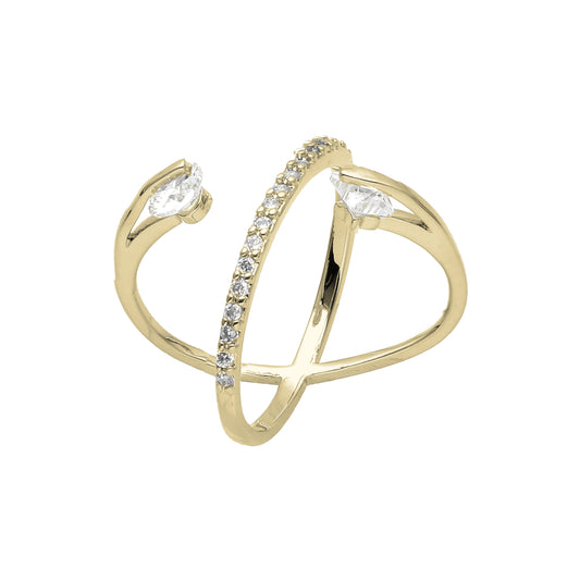 Anillos Solitario Cruz en Oro Blanco, baño de Oro 14K colores