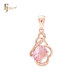 Colorful 14K Gold, Rose Gold Solitaire Pendant