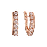 Six stones cluster earrings in Rose Gold, two tone plating colors