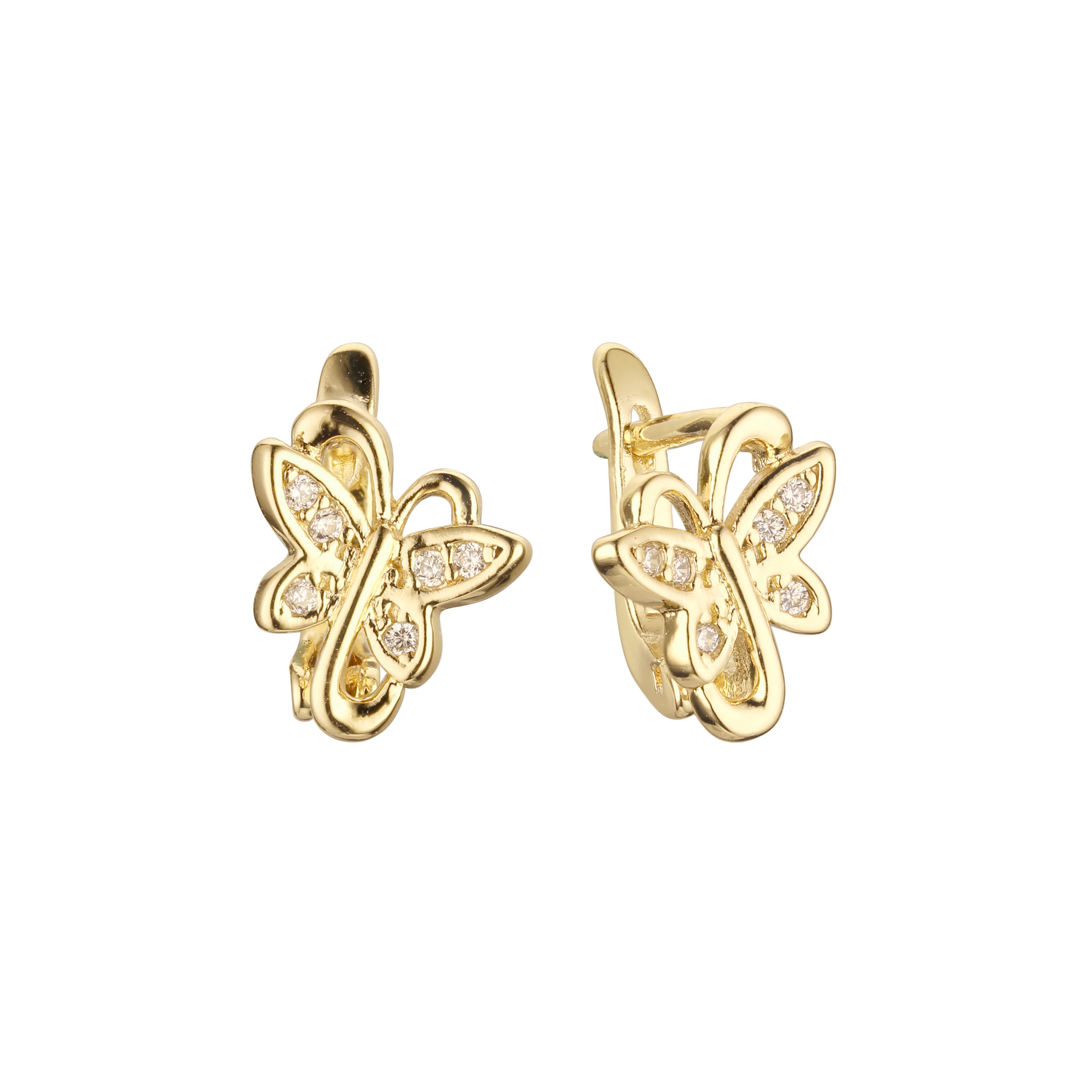 Butterfly earrings in 14K Gold, Rose Gold plating colors