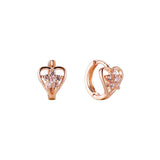 Flower cluster in heart huggie earrings in 14K Gold, Rose Gold plating colors