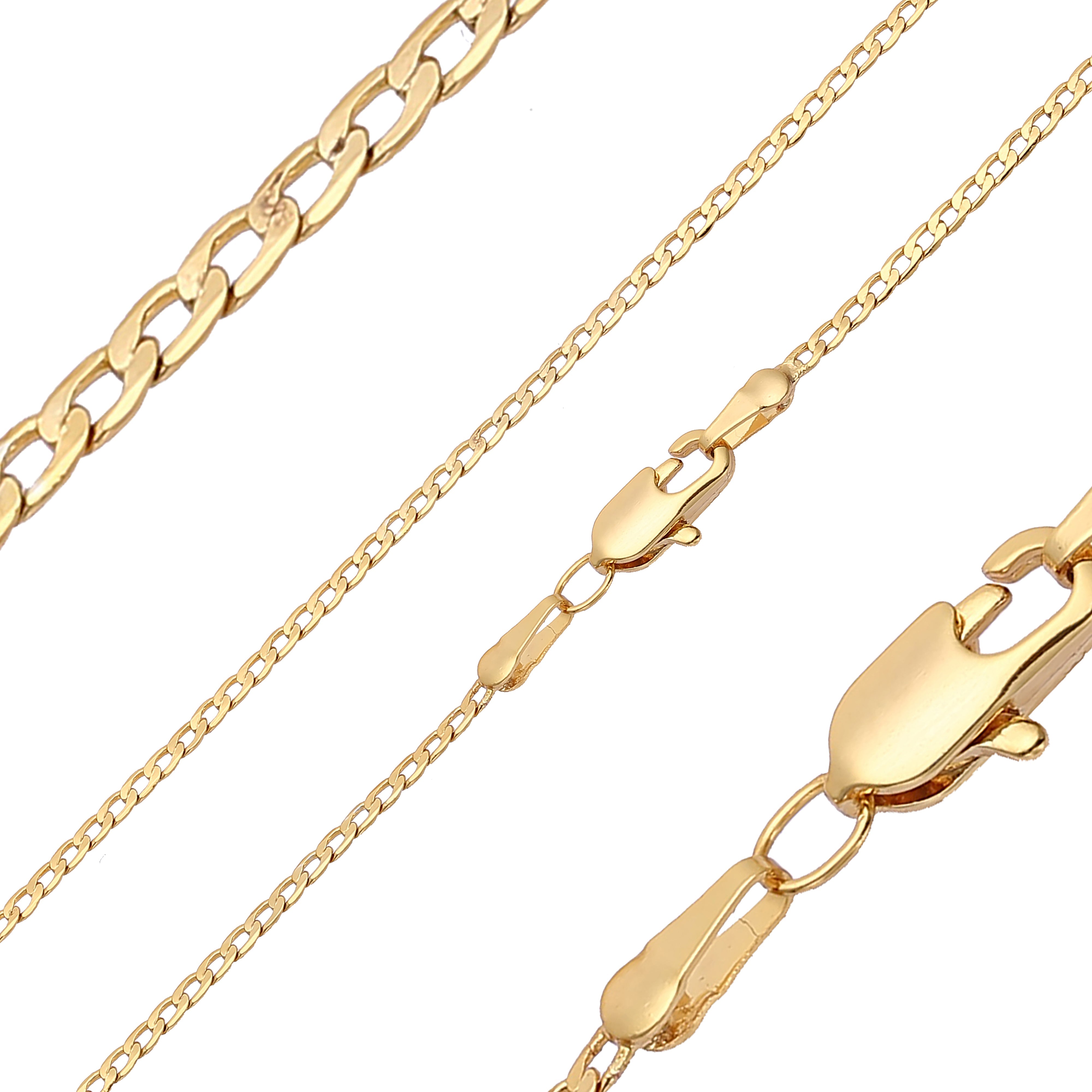 Classic Curb link chains plated in 18K Gold